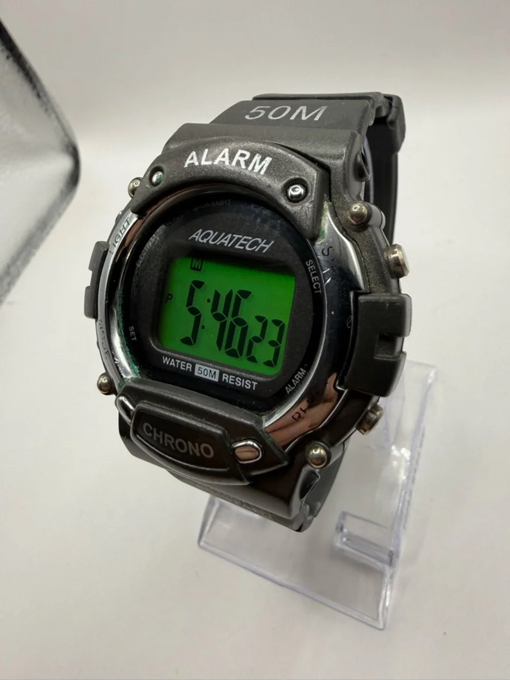 Aquatech Digital Watch Sports Chrono CR2025 GSI AQT24015 Stainless Ba
